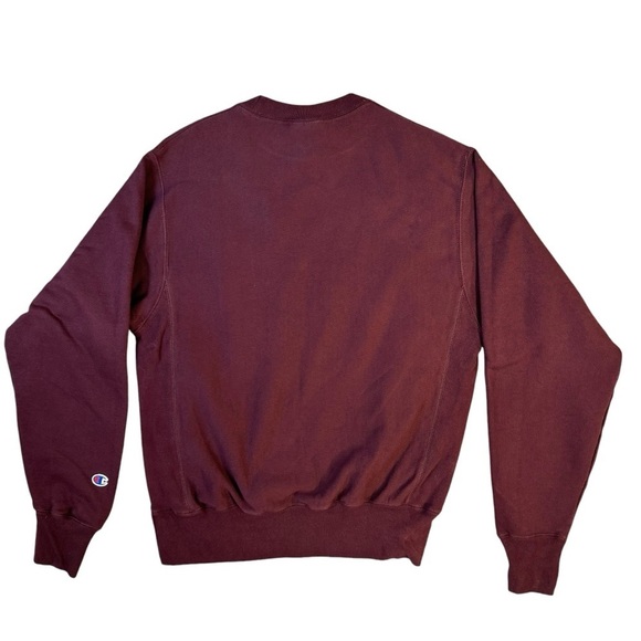90s Vintage Champion Crew Neck Pull Over Sweatshirt Burgundy Mens Size Small - Picture 3 of 7
